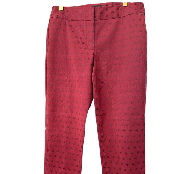 Talbots Signature Red Ankle Cropped Pants Dotted Texture Slim Flat Front 6 EUC - Picture 2 of 8